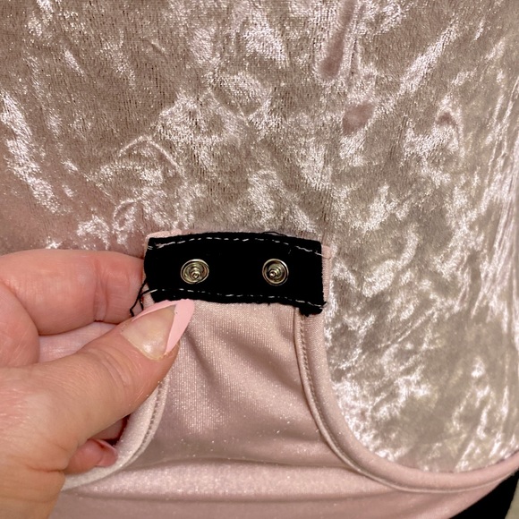 Light Pink Velvet Velour Body Suit - Picture 11 of 16